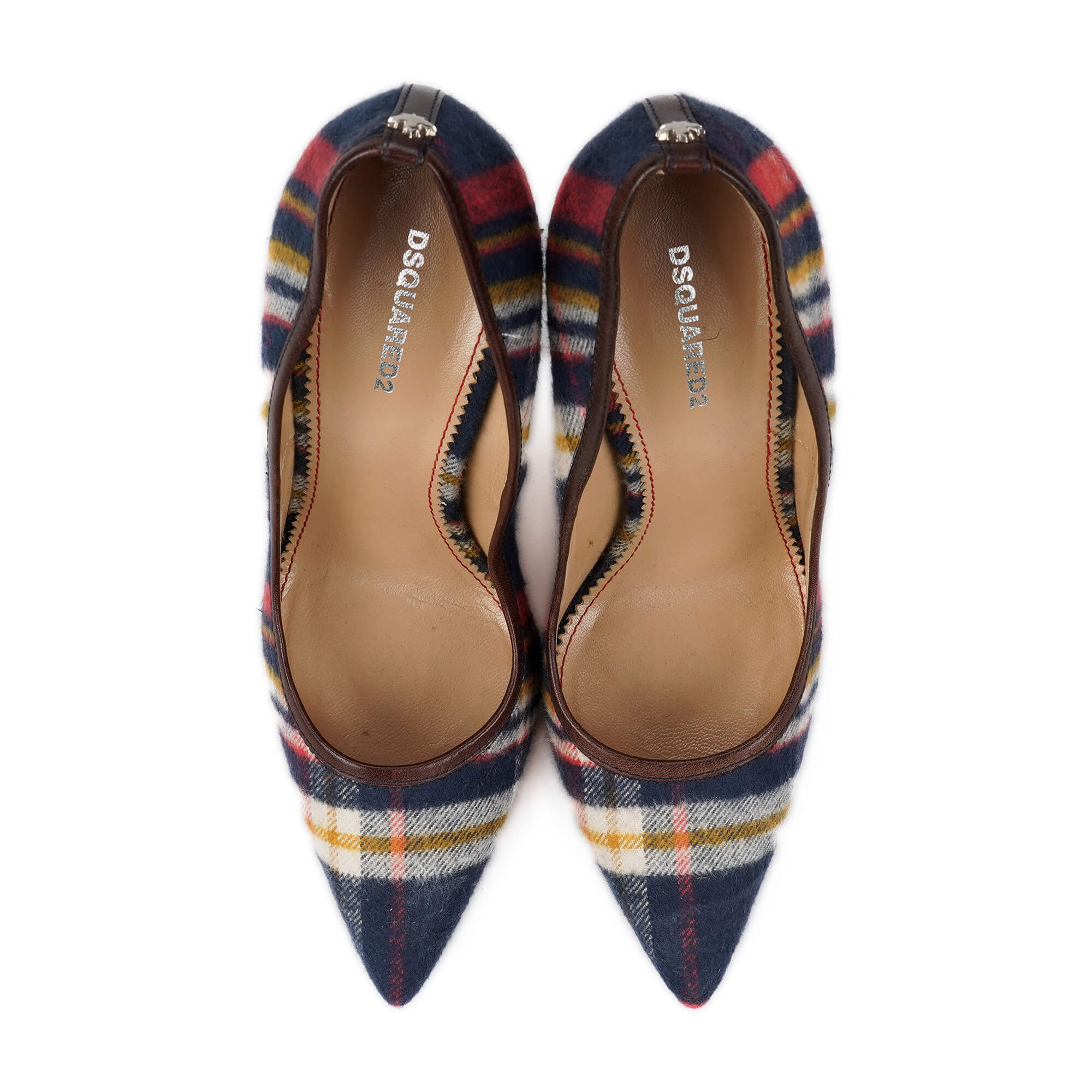 Dsquared2 - Navy Blue Plaid Felt Pumps